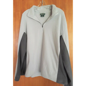 LL BEAN Mens 1/4 Zip Fleece Long Sleeve Pullover Shirt Size XL-Reg Two Tone Gray